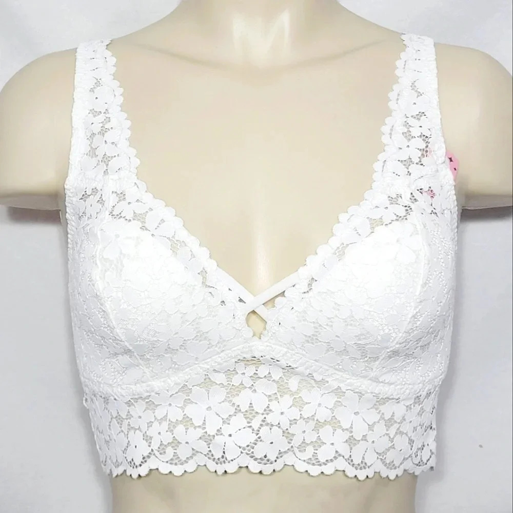 XL‎ Jezebel 17139 Maeve High Apex Wirefree Bralette w/Fixed Cup Winter White NWT